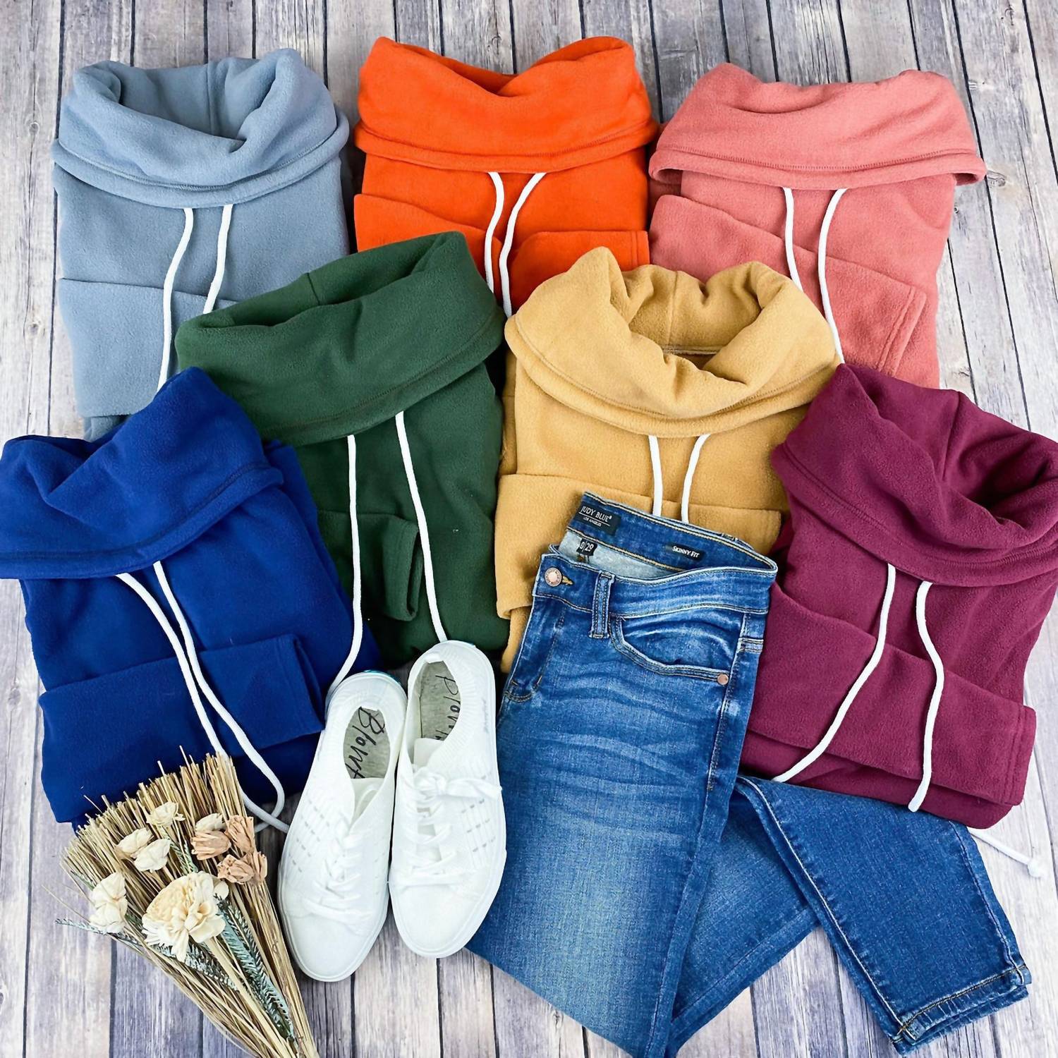Michelle Mae - Cozy Cowl Neck Sweatshirt - Fall Colors