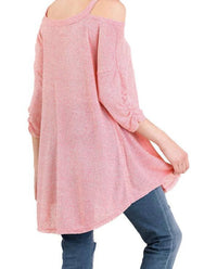 Umgee - Shirred Sleeve Cold Shoulder Tunic