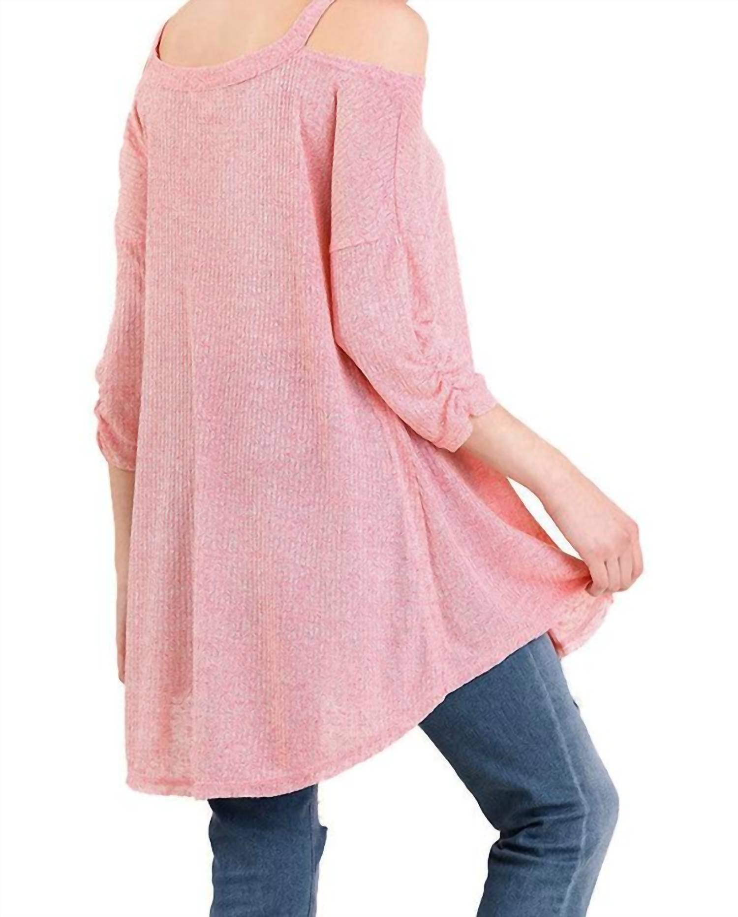 Umgee - Shirred Sleeve Cold Shoulder Tunic