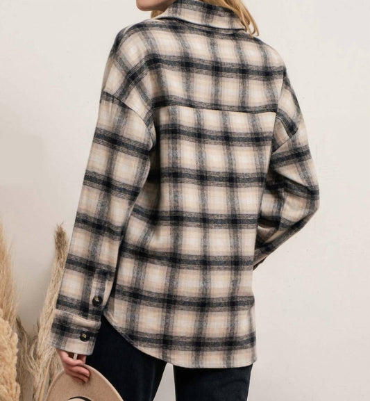 Blu Pepper - Extended Shoulder Plaid Shacket