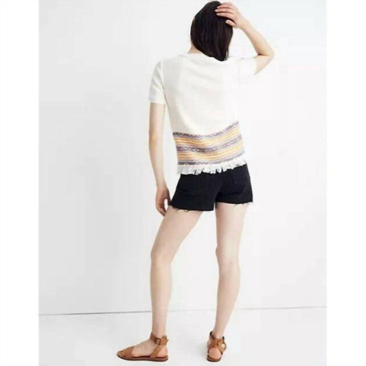 Madewell - Fringed Jacquard Short Sleeve Knit Top Sweater