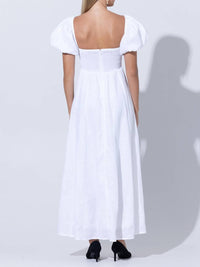 Lusana - Amy Puff Sleeve Linen Maxi Dress