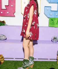 QUEEN OF SPARKLES Football Player Gauze Dress in maroon white - women's dress - view 4