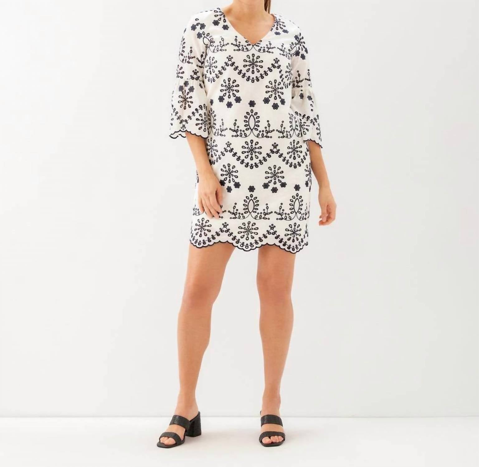 Karen Kane - Flare Sleeve Embroidered Dress