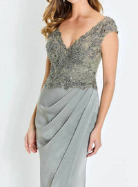 Montage By Mon Cheri - Cap Sleeve Evening Gown with Slit