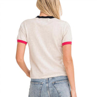KERRI ROSENTHAL Women's Lonnie Ringer Top in quartz - women's t-shirt - detail view