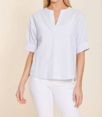 Dolce Cabo - Poplin V-Neck Stripe Top