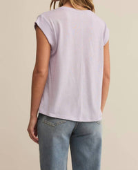 Z Supply Whisper Crewneck Top in lavender ice - women's t-shirt - detail view