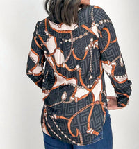 ASTRID Patterned Button Down Shirt in blue - women's shirt - detail view