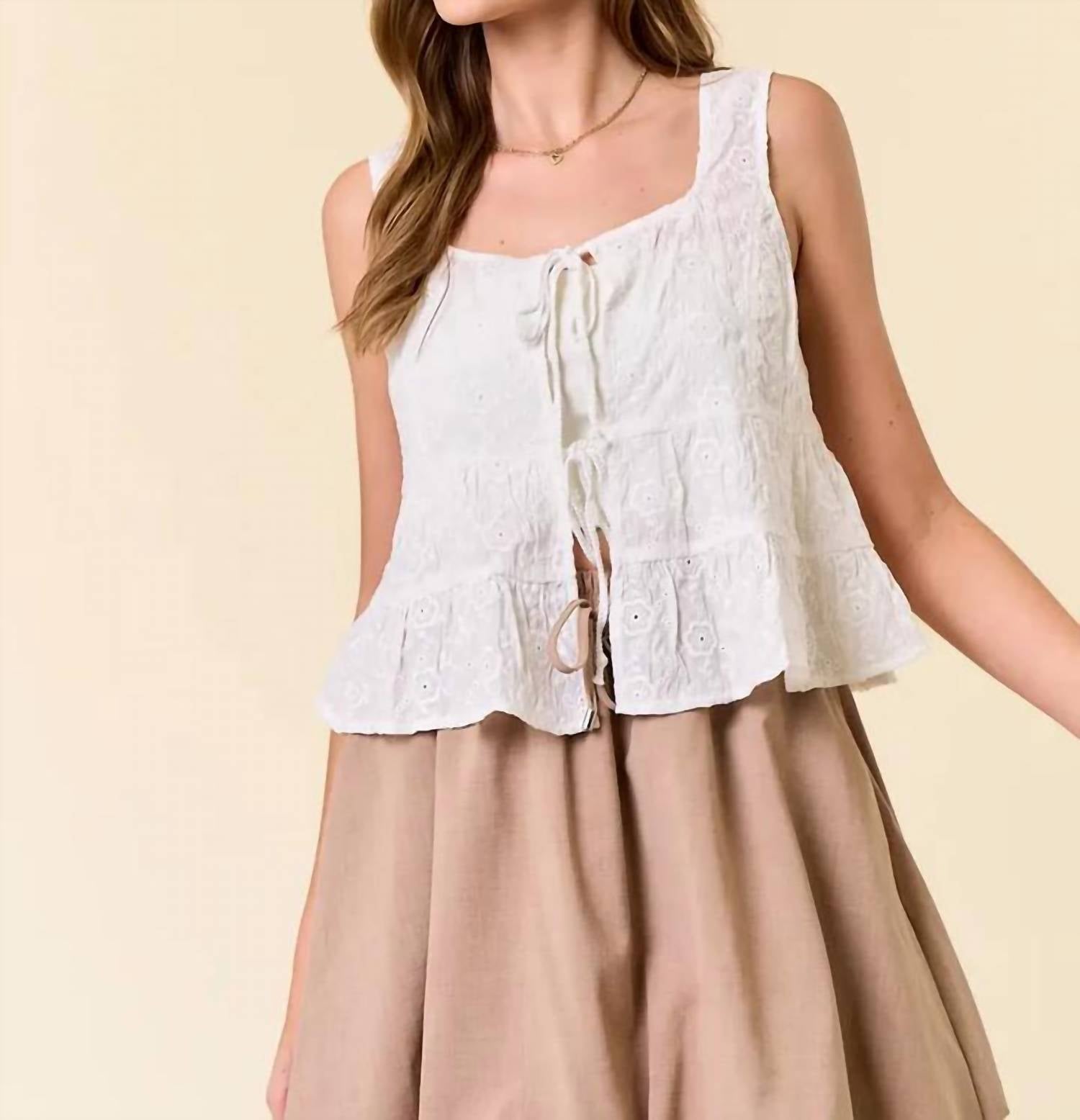 Doe And Rae - Bella Front Tie Ruffle Top