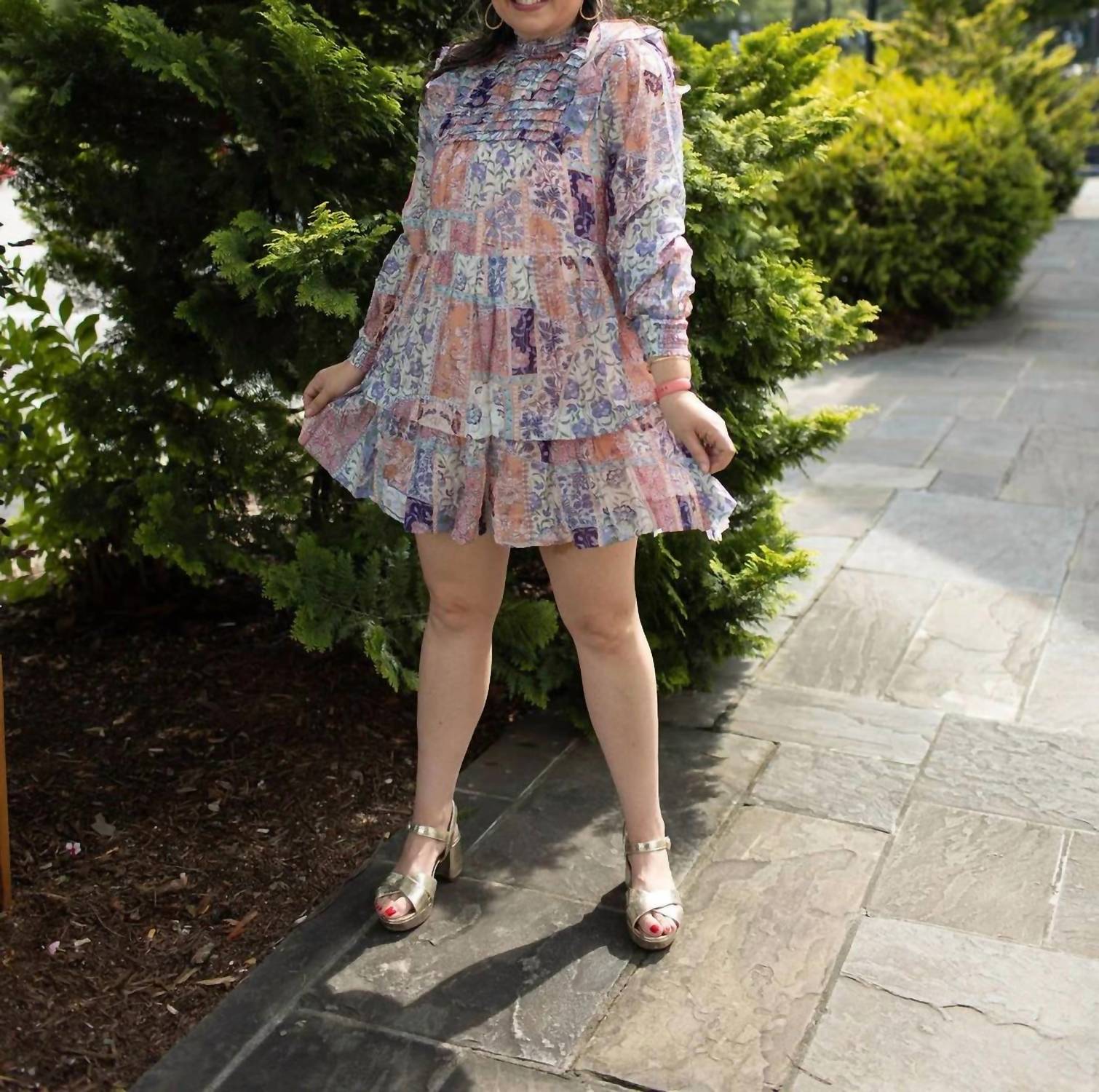 Fate - Ruffle Detail High Neck Tiered Dress