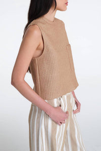 TWP Cropped Muscle Tank Top in natural 1 - women's shirt - detail view