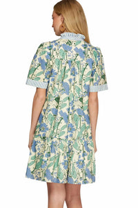 She + Sky - Short Sleeve Mini Printed Dress