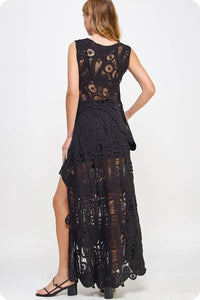 Strut & Bolt - Lea Asymmetric Scalloped Crochet Top And Skirt Set