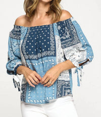 Renee C - Bandana Print Off the Shoulder Top