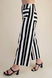 Glam - Cropped Wide-leg Stripe Pants