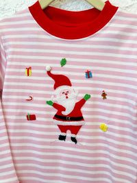 SQUIGGLES Kids Juggling Santa Pajama Set in pink - kids' sleepwear - alternate view