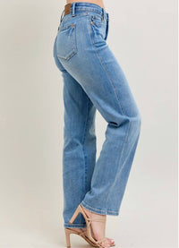 Judy Blue - Morning Mist Mid Rise Tummy Control Straight Leg Jean