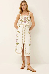 Marie Oliver - Meara Floral Embroidered Midi Skirt