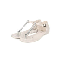 Women's Honey Chrome Jelly Metallic T-Strap Flat Sandal