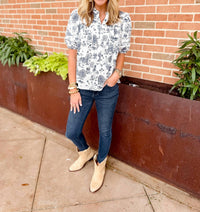 Sugarlips - Renzo Toile Court Button Down Top