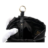 MIU MIU Women's Duchesse Satin Mini Pouch Bag in black - women's bag - view 4