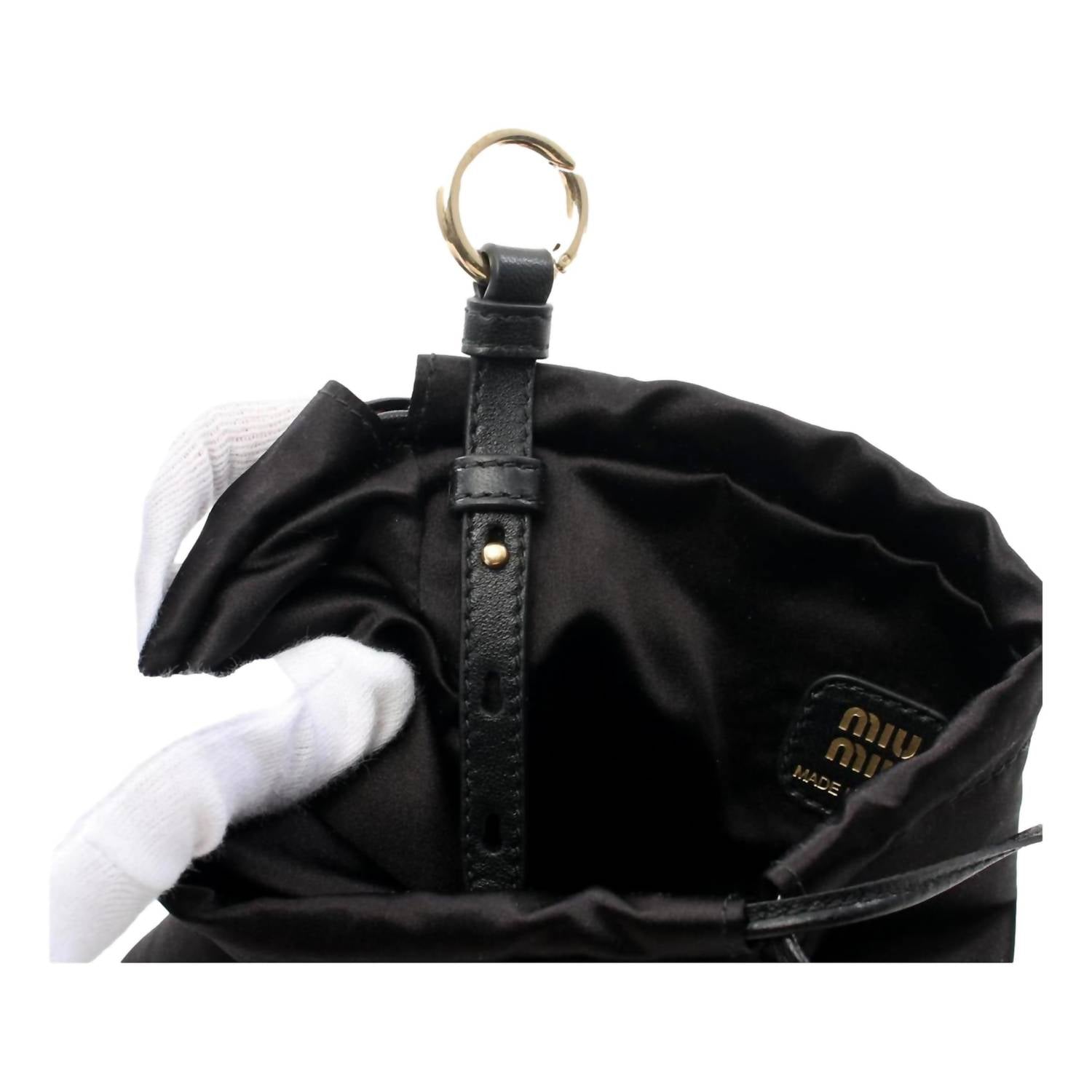 MIU MIU Women's Duchesse Satin Mini Pouch Bag in black - women's bag - view 4