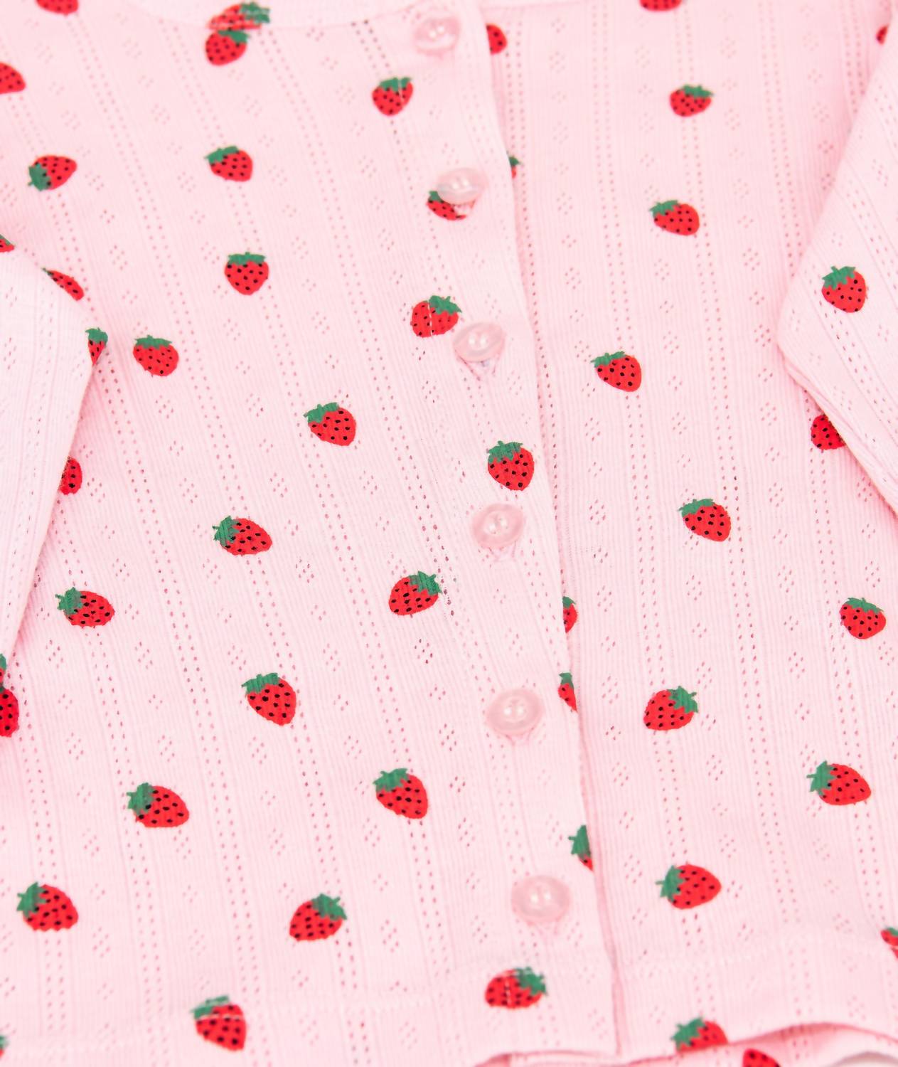 flowers by zoe Strawberry Pointelle Cardigan in pink - women's sweater - alternate view