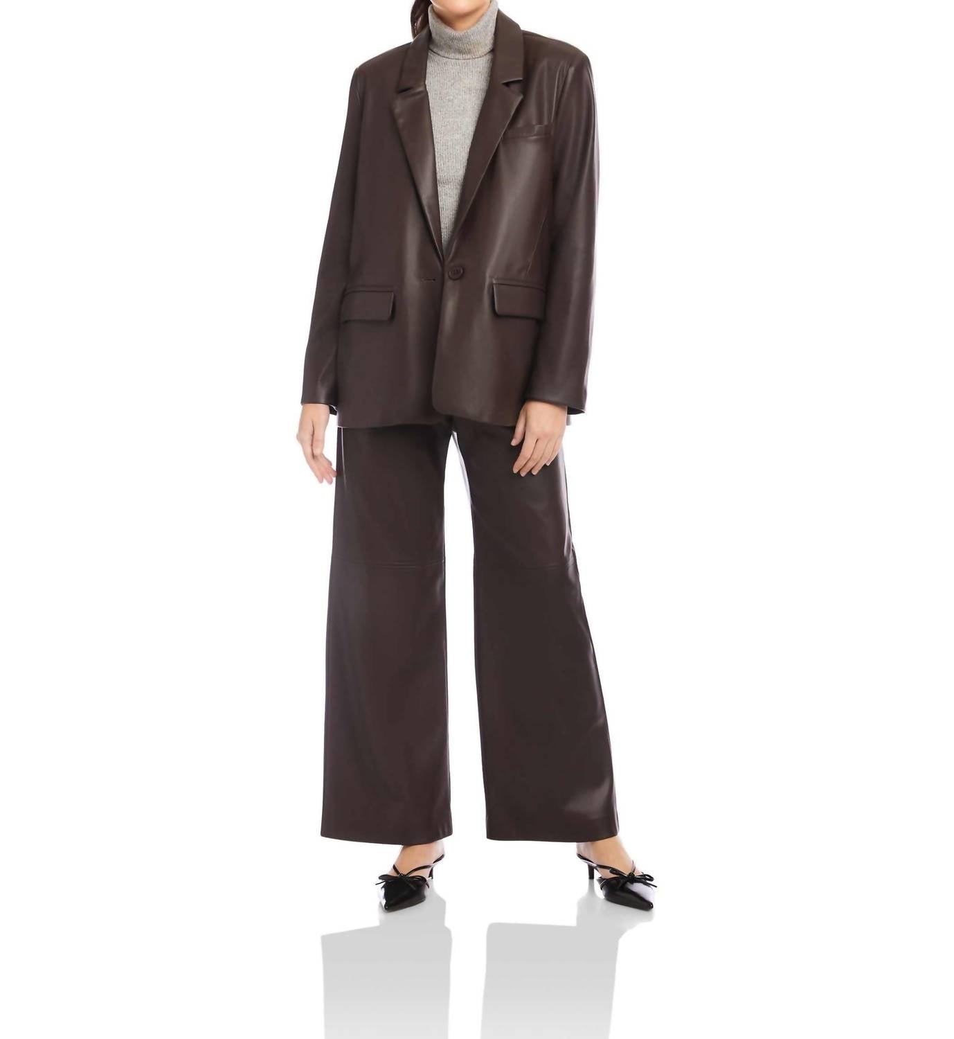 Fifteen Twenty - Regan Faux Leather Blazer