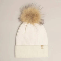 Fashion City - Unisex Winter Solid Chenille Cuff Beanie With Pom Pom