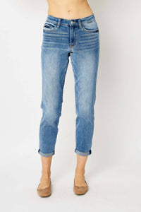 Judy Blue Women's Midrise Cuffed Slim Jean in blue - women's jeans