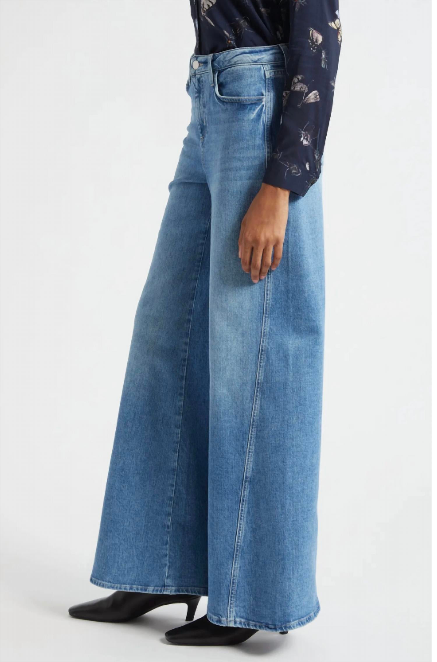 L'Agence Beau Seamed High Waist Wide Leg Jeans in kona - women's jeans - alternate view