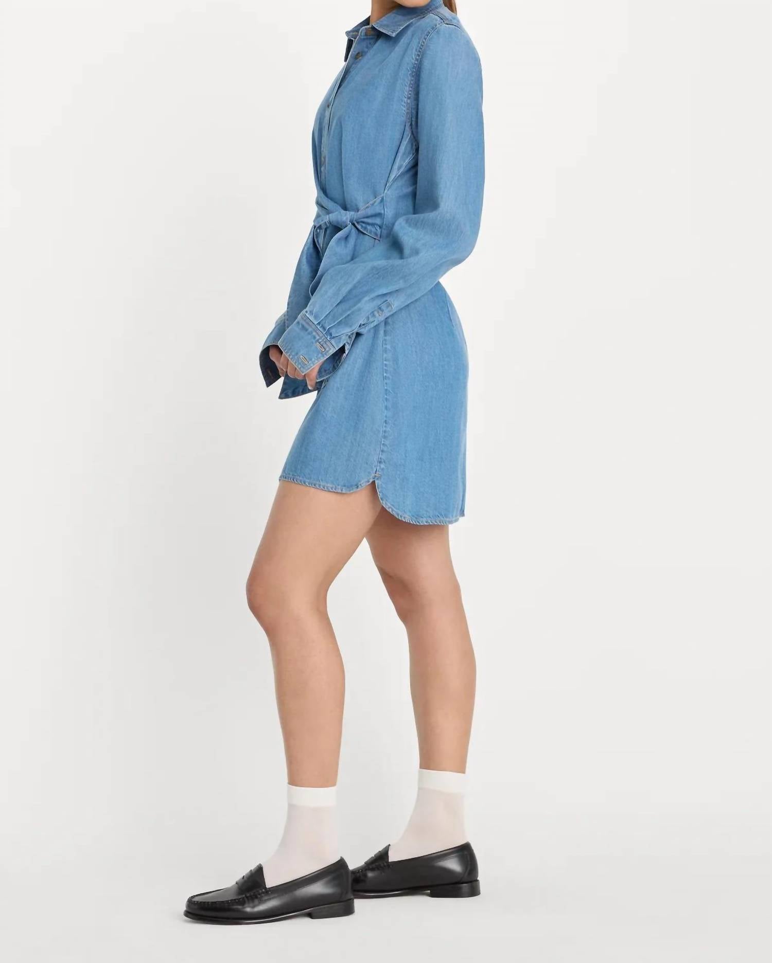 Good American - Denim Wrap Shirt Mini Dress