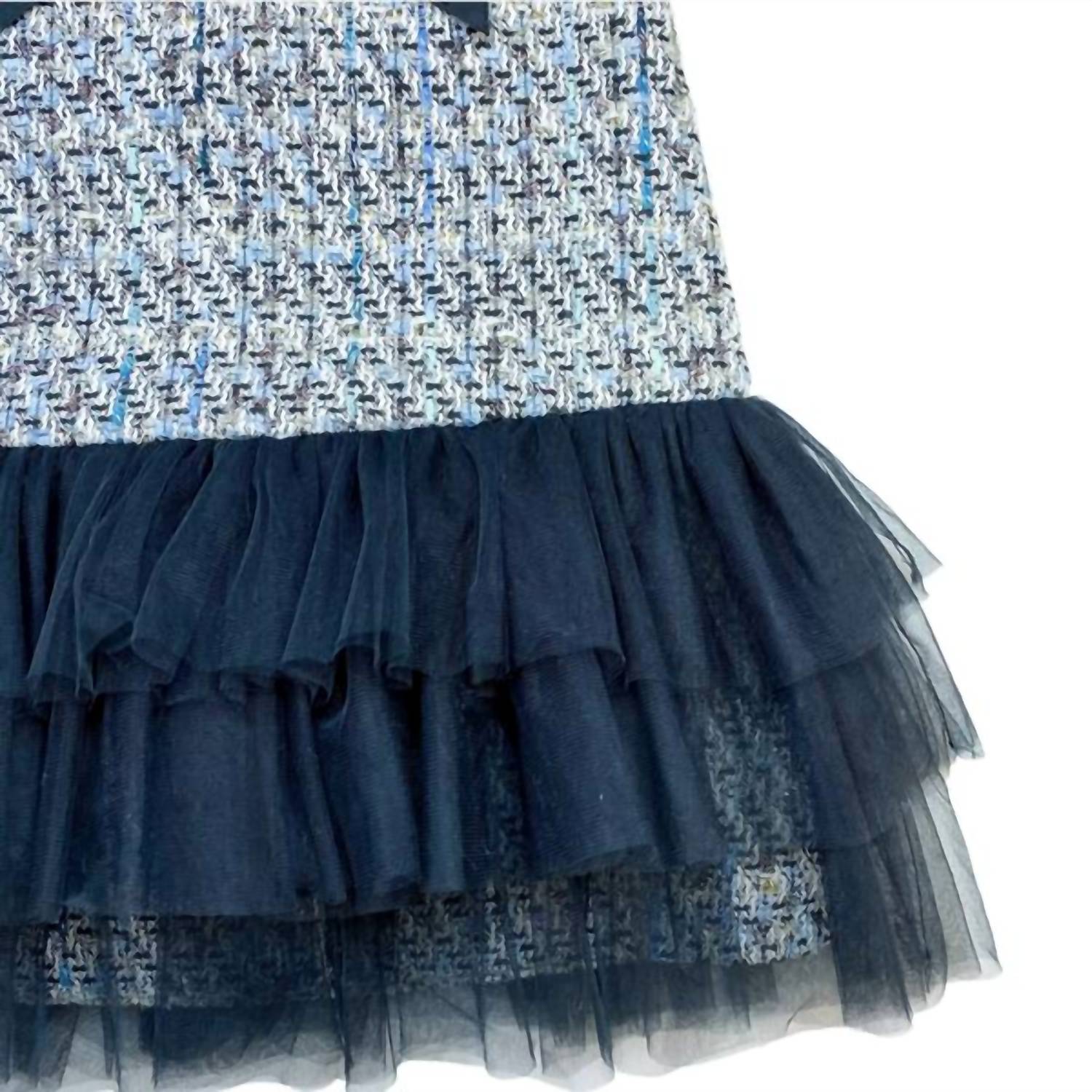 Doe A Dear - Girls Bow Brooch Tweed Dress