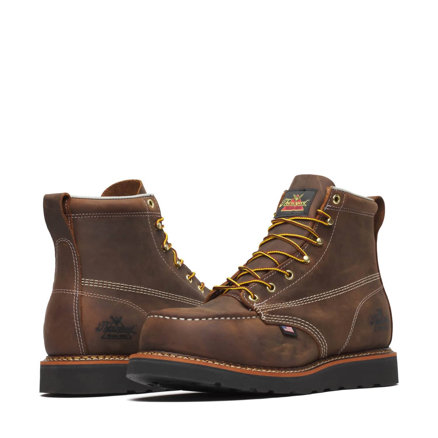 Thorogood Men's Crazy Horse Western Steel Toe Work Boots in tan - men's boots - alternate view
