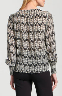 Apny - Printed Smocked Cuff Top