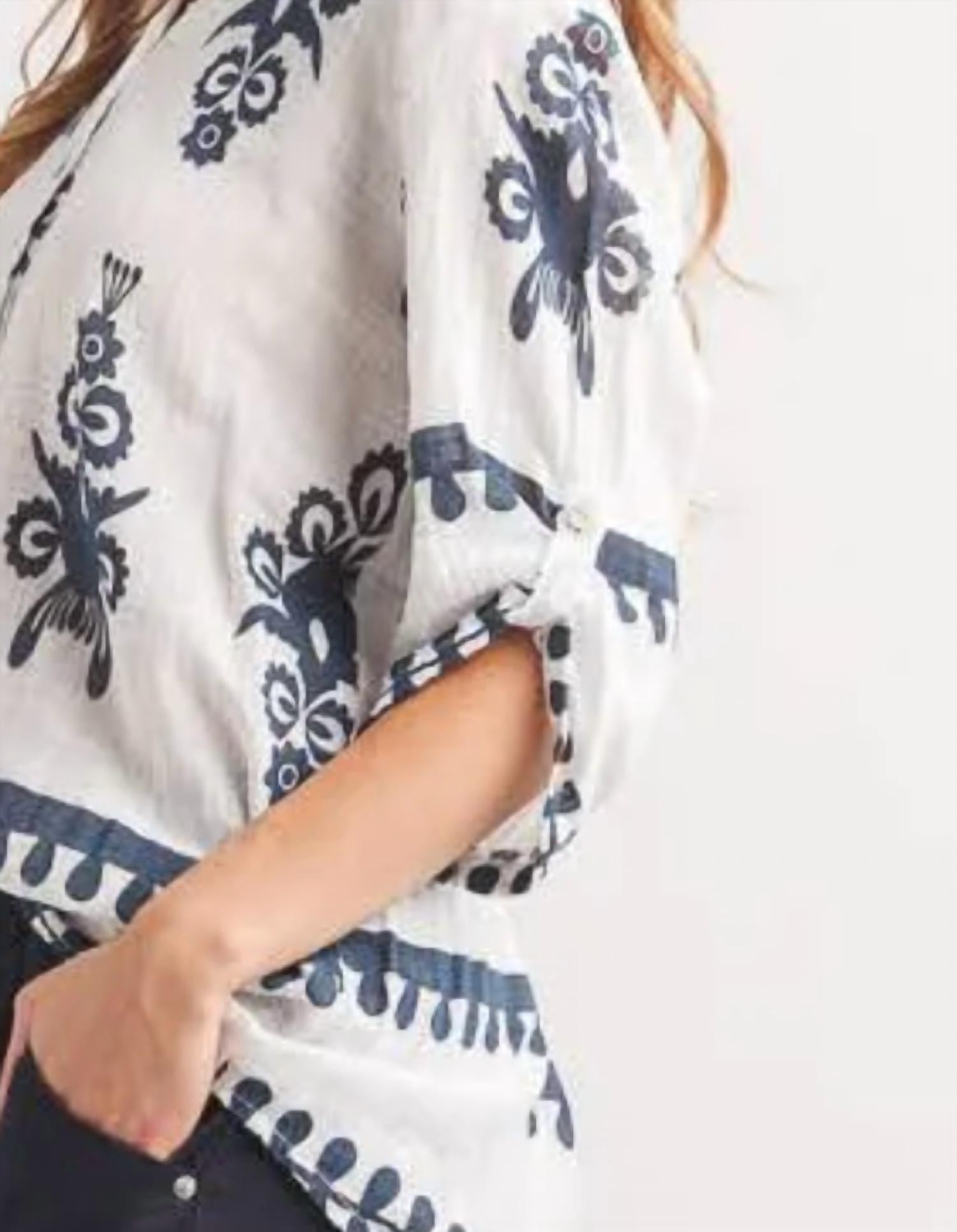 Papillon - Boho Printed Henley Top