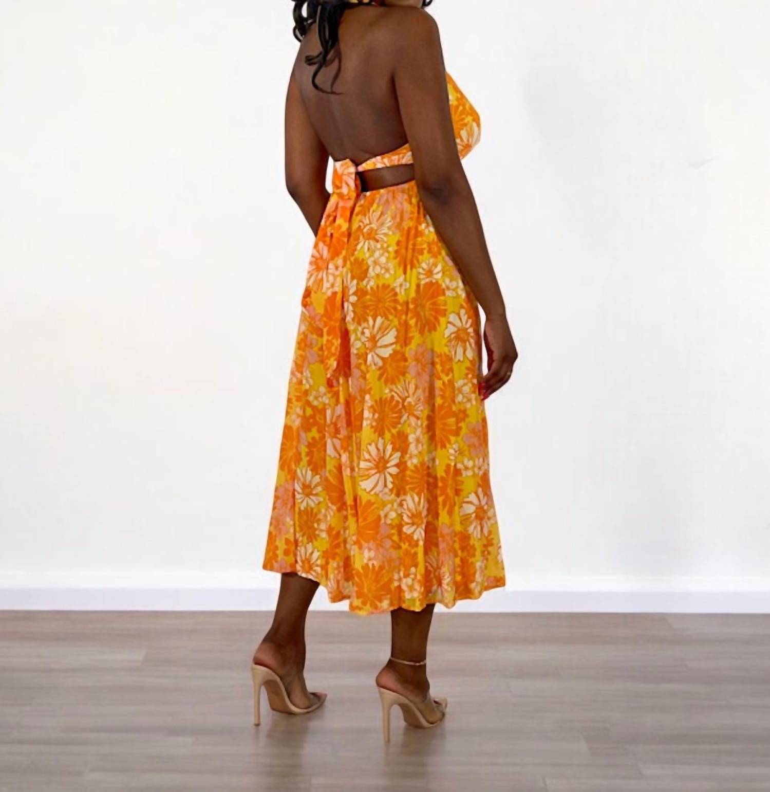 Flying Tomato - Blissful Paradise Floral Halter Midi Dress