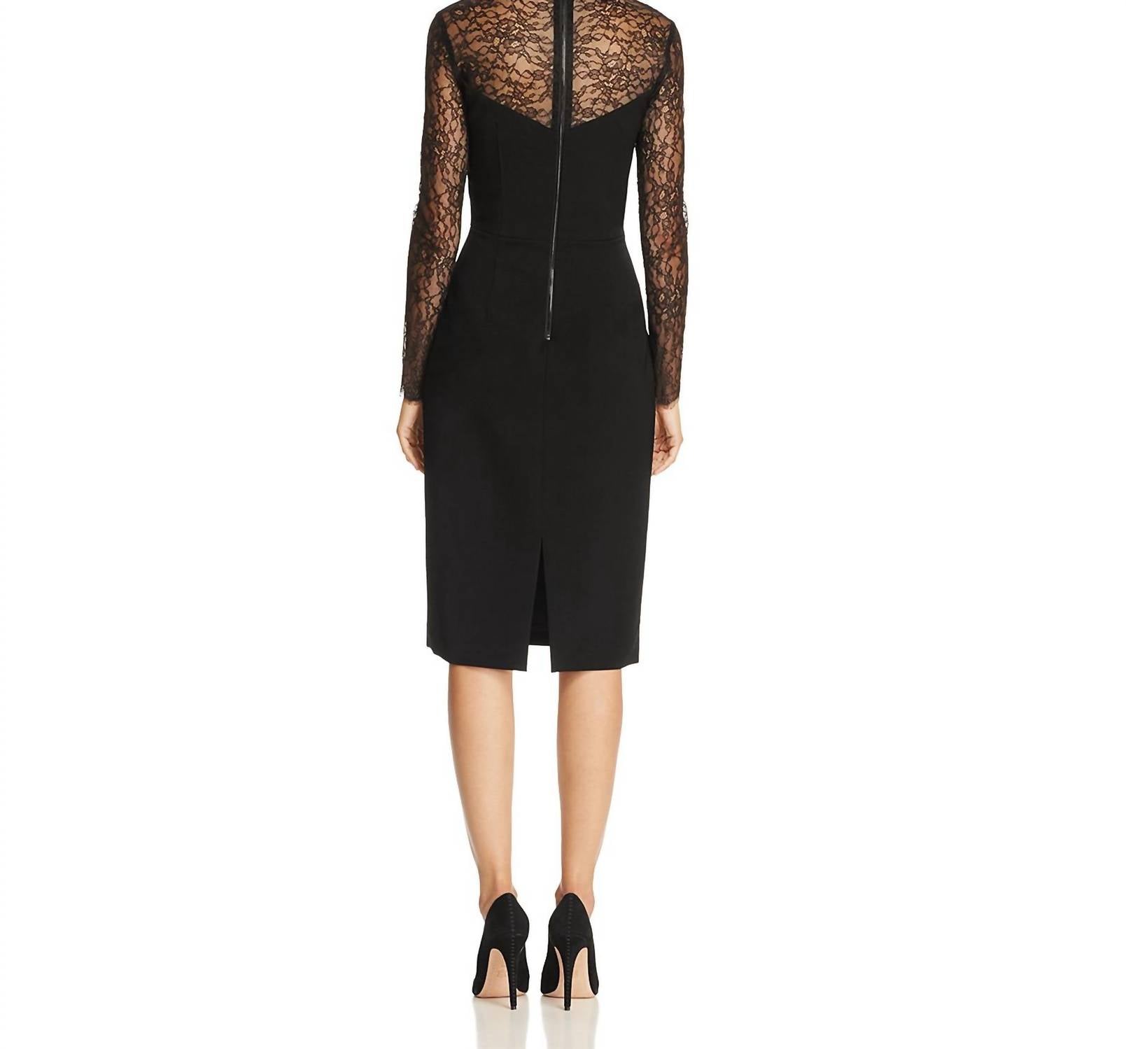 alice + olivia Helga Lace Cutout Dress in black - women's dress - detail view