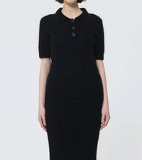 TARA JARMON Paulino Polo Shirt in black noir - women's blouse