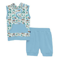 Kickee - Baby's Short Sleeve Hoodie Tank Outfit Set