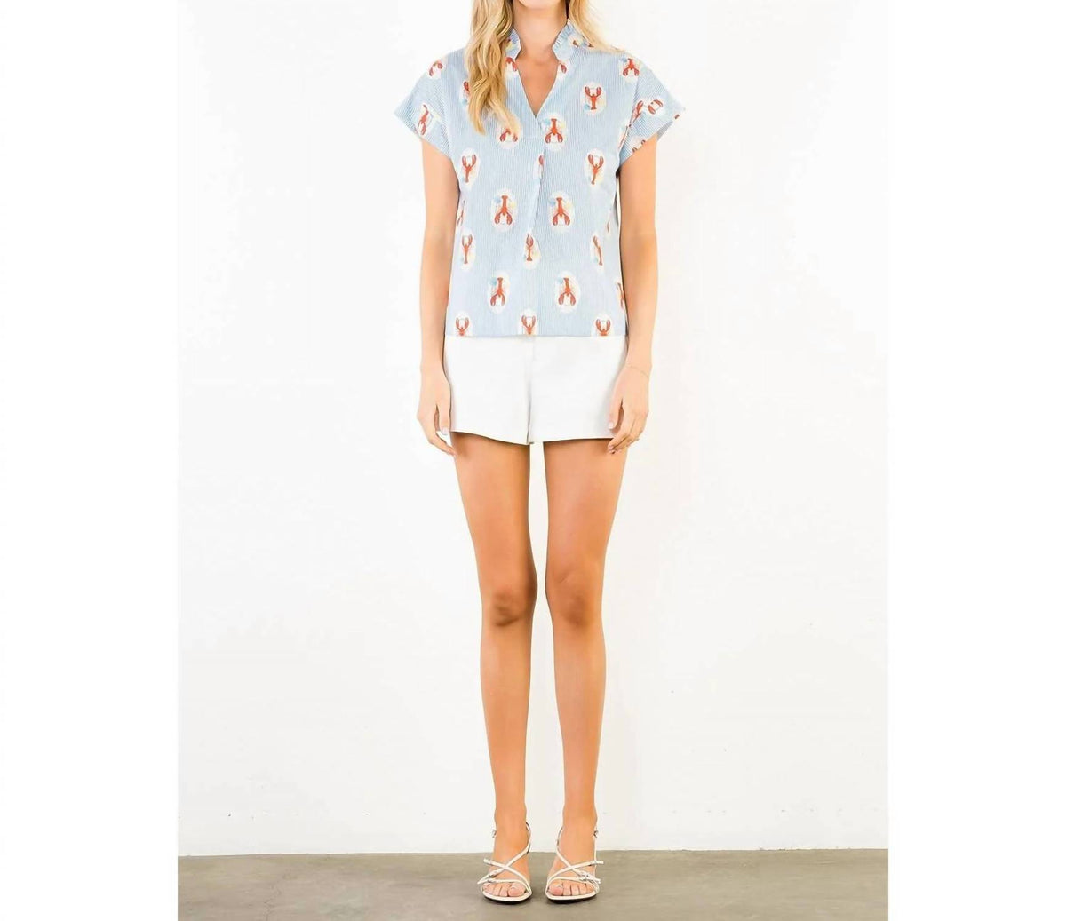 Thml - Striped Short Sleeve Lobster Print Top