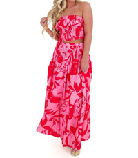 Flying Tomato - On Island Time Strapless Top And Maxi Skirt Set