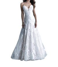 Allure Bridals - Strapless A-Line Wedding Gown with Floral Appliques