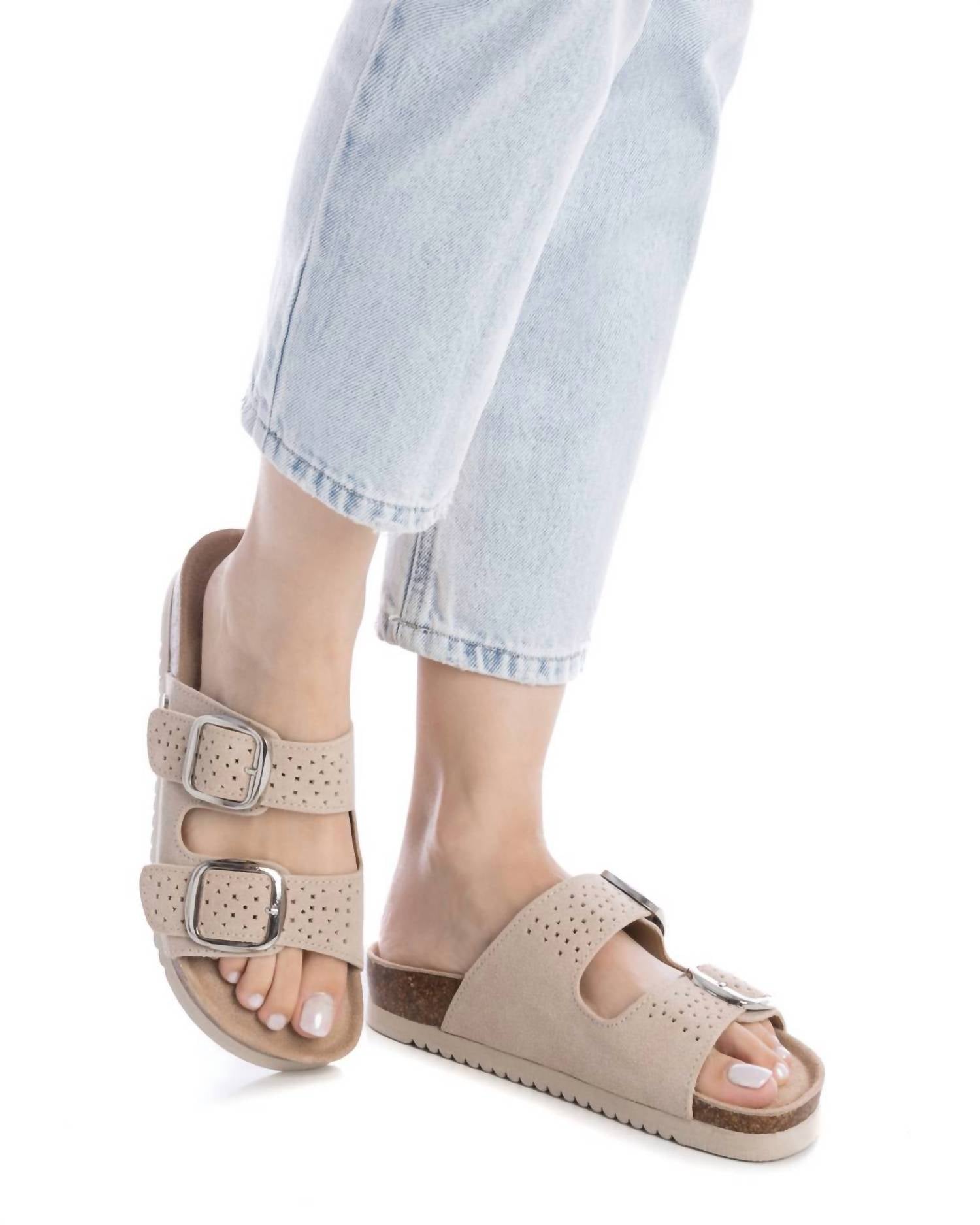 Xti - Women's Double Buckle Slide Sandals