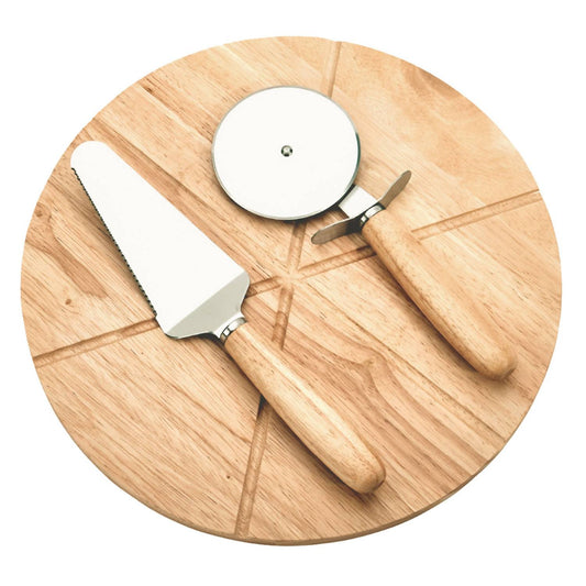 Creative Gifts International - Wooden Pizza Board with Cutting Wheel & Server