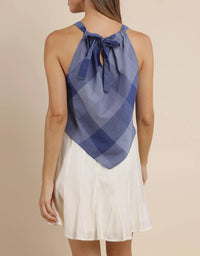 Sage The Label - Voyage Cotton Check Halter Top