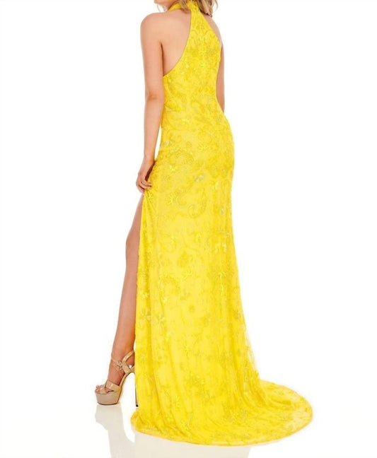 Rachel Allan - Beaded Tulle Halter Prom Dress