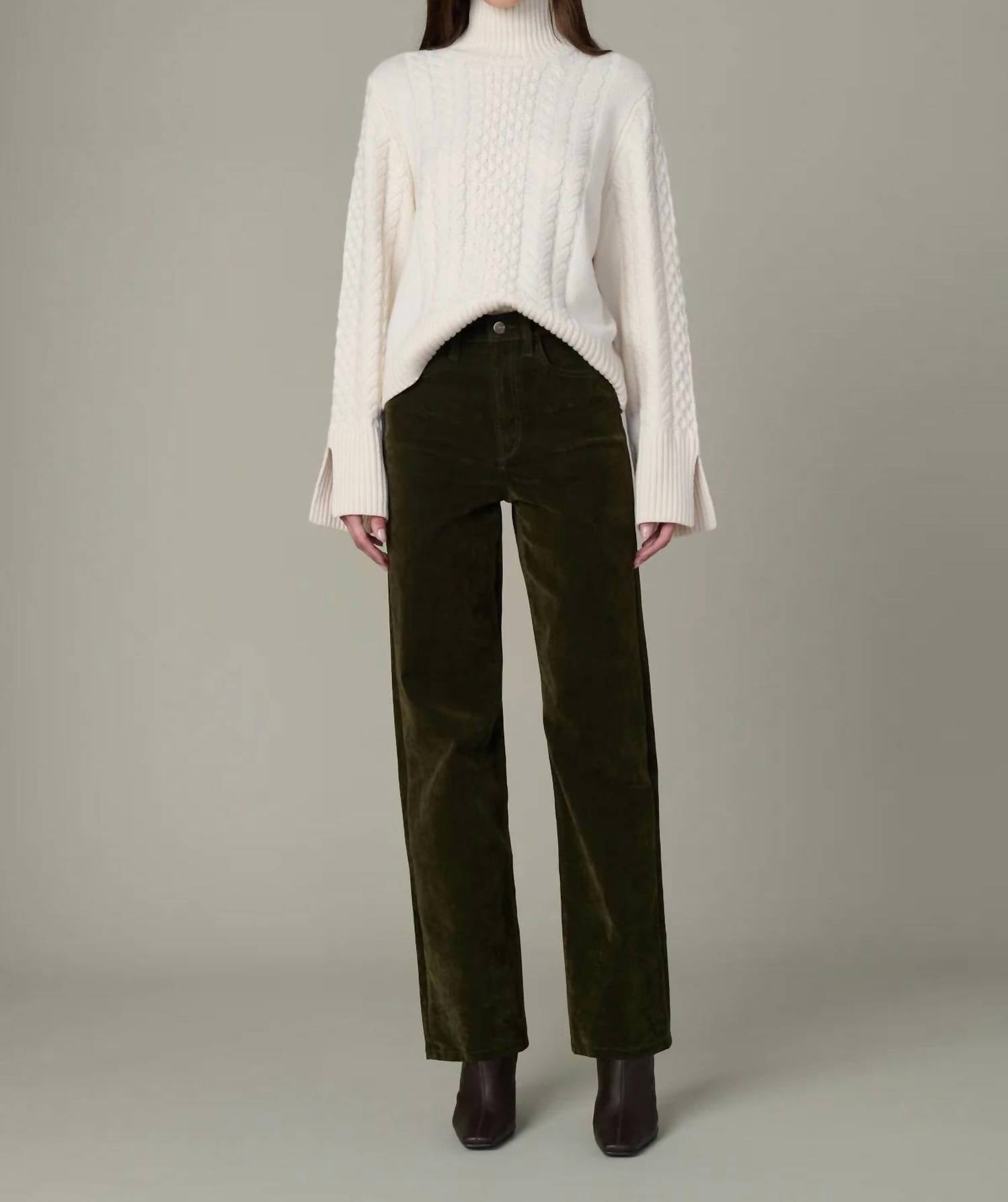 Joe's Jeans The Margot Straight Flocked Jeans in olive - women's jeans