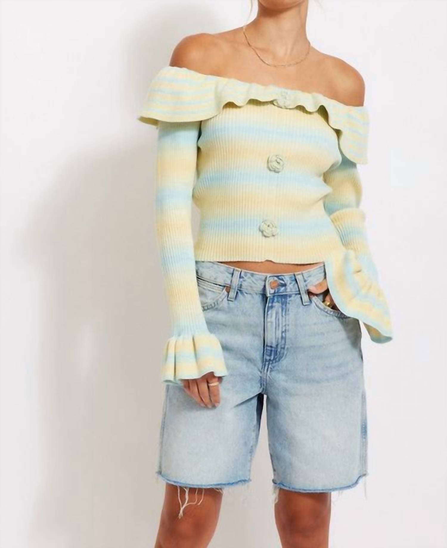 Illa Illa - Blue Mojito Off The Shoulder Sweater